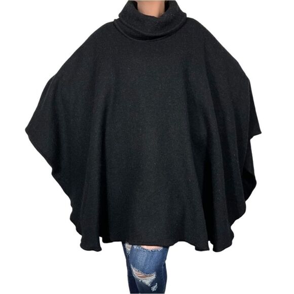 Vintage Maine Maid Design Funnelneck Black Poncho - Picture 2 of 6